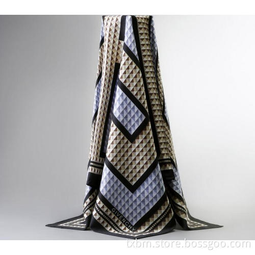 100% silk scarf with the geometry pattern